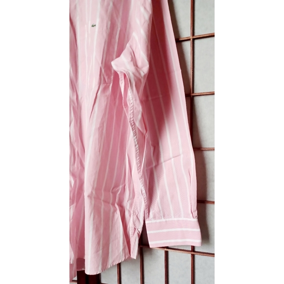 Lacoste Men's Pink/White Striped Button-Down Shirt - Picture 11 of 16